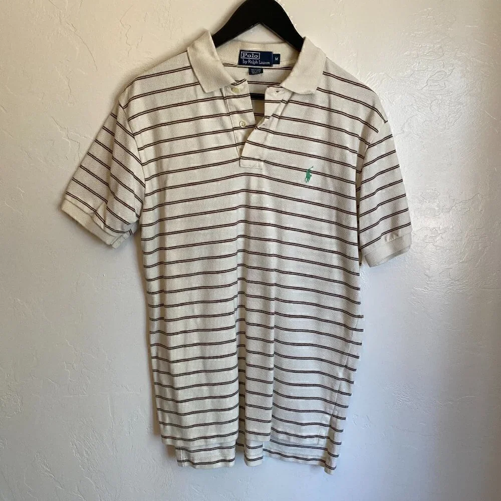Polo Ralph Lauren Cream Striped Polo Shirt - Picture 1 of 7